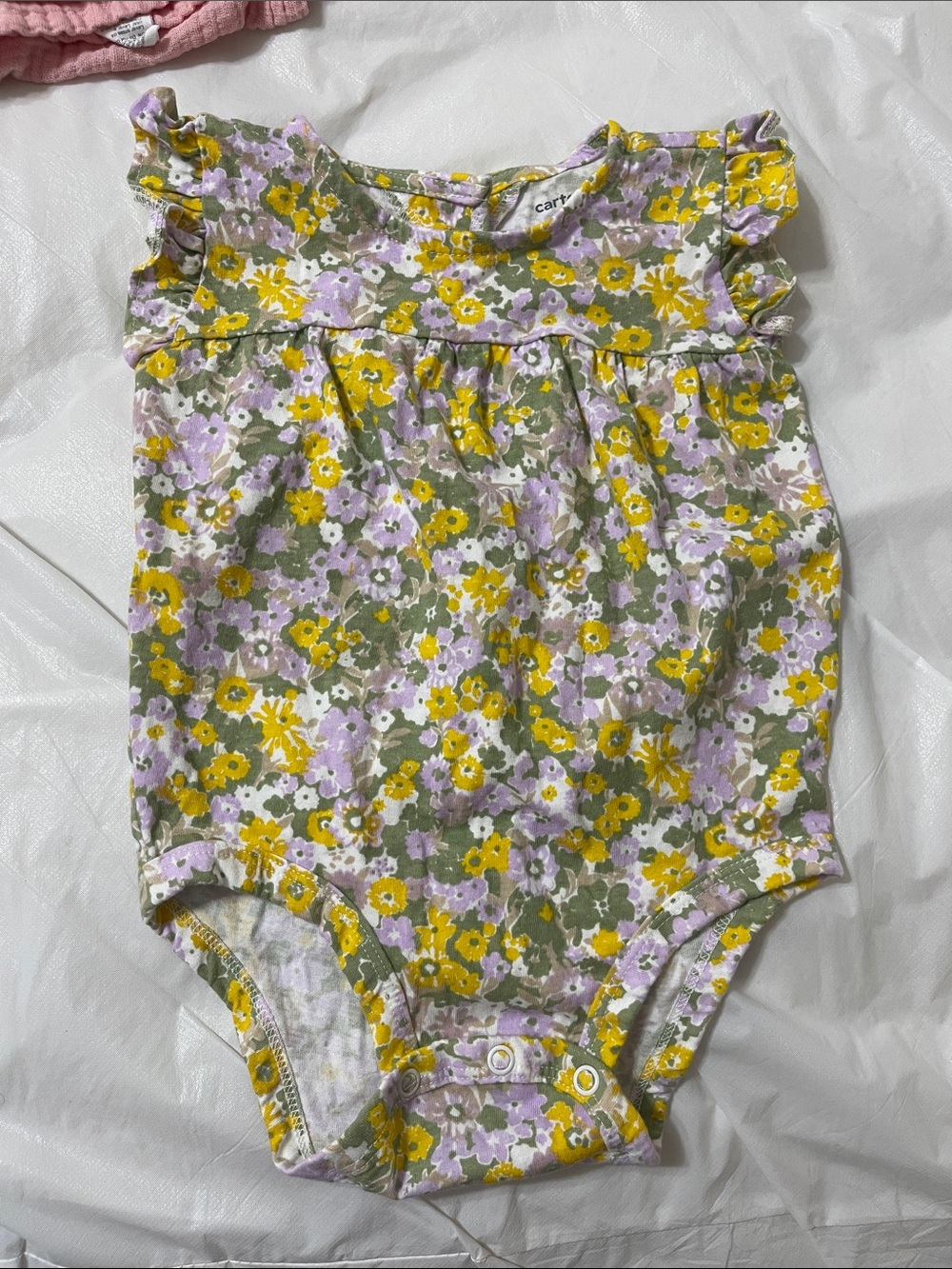 Carter's Floral Print One-Piece - Yellow, Lavender, Green